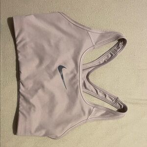Nike Women's Sports Bra - Soft Pink with Gray Logo